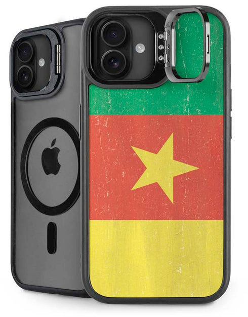 Cameroon Flag Distressed iPhone 16 Kickstand Case